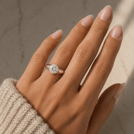 Jane - Round Brilliant Chunky Half-Bezel Lab Grown Diamond Engagement Ring