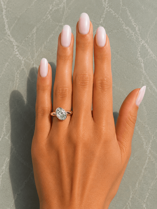 Nanda - Oval Bezel Lab Grown Diamond Engagement Ring
