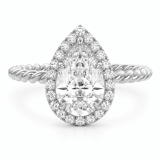 Giane - Pear Halo Lab Grown Diamond Engagement Ring
