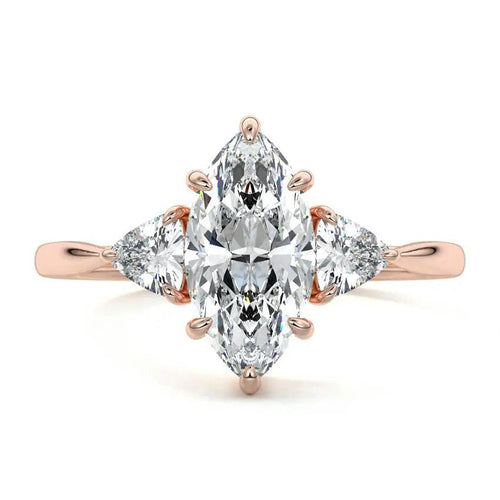 Lila - Marquise Three Stone Lab Grown Diamond Engagement Ring Raphana Jewellery