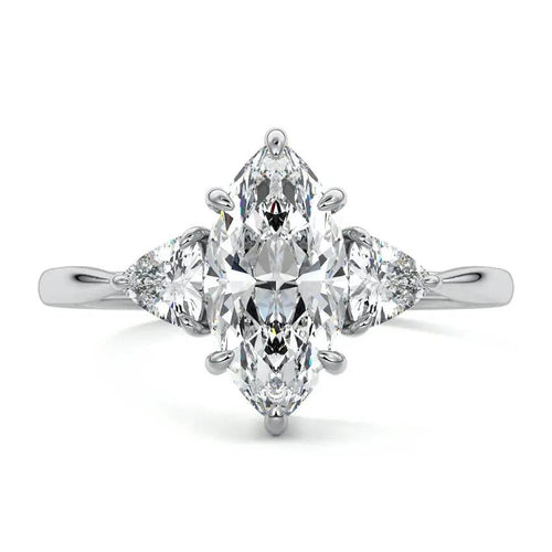 Lila - Marquise Three Stone Lab Grown Diamond Engagement Ring Raphana Jewellery