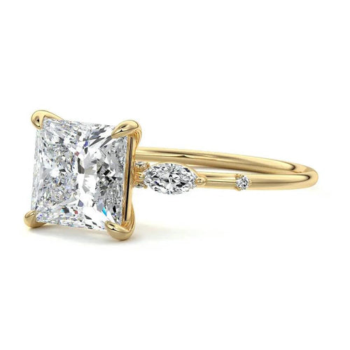 Nikki - Princess Side Stone Lab Grown Diamond Engagement Ring Raphana Jewellery