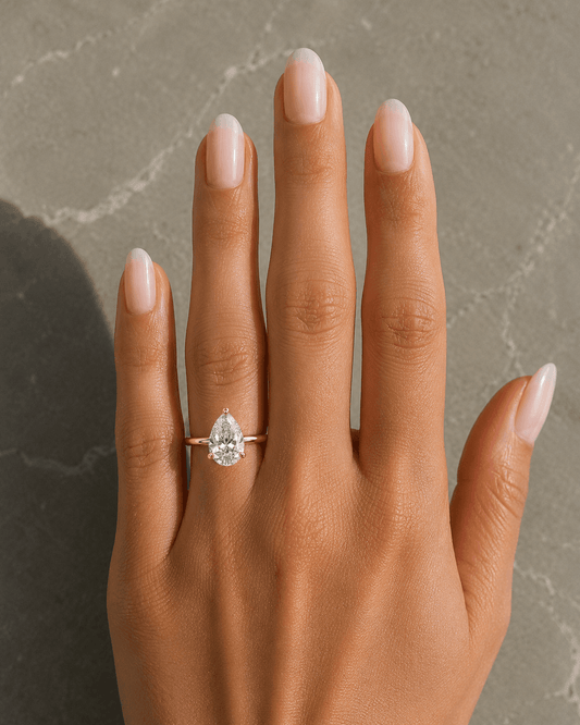 Perla - Pear Cut Solitaire Moissanite Engagement Ring