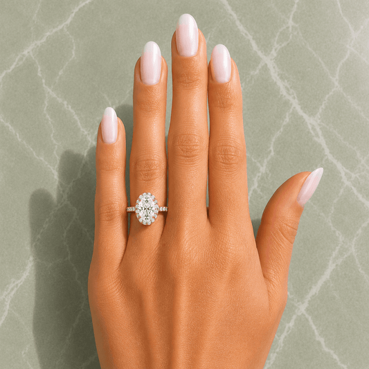 Penelope - Oval Lab Grown Halo Engagement Ring
