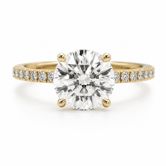 Stephanie - Round Cut Lab Grown Diamond Pave Engagement Ring