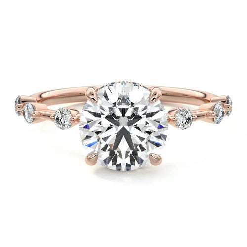 Isla - Round Side Stone Lab Grown Diamond Engagement Ring Raphana Jewellery