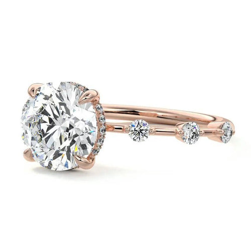 Isla - Round Side Stone Lab Grown Diamond Engagement Ring Raphana Jewellery
