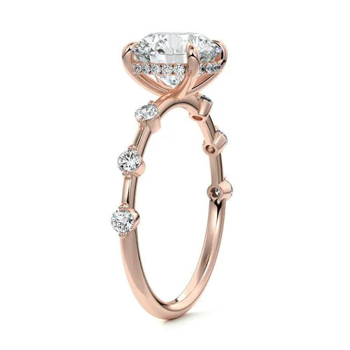 Isla - Round Side Stone Lab Grown Diamond Engagement Ring Raphana Jewellery