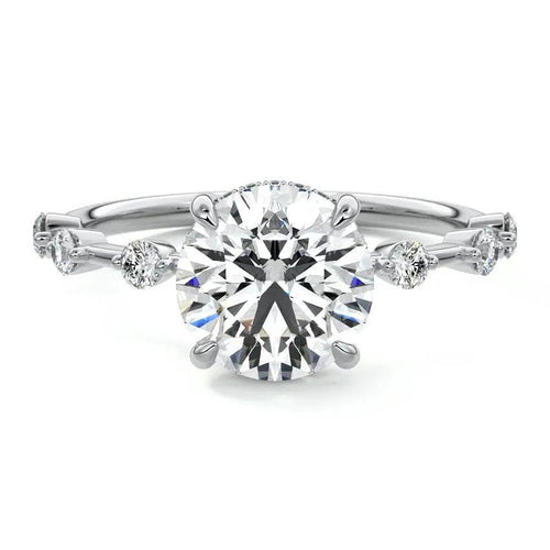 Isla - Round Side Stone Lab Grown Diamond Engagement Ring Raphana Jewellery