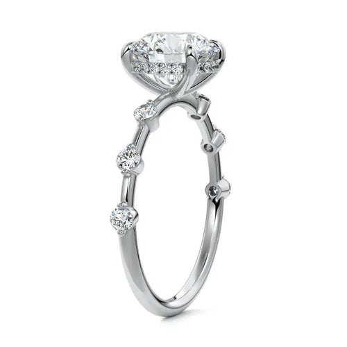 Isla - Round Side Stone Lab Grown Diamond Engagement Ring Raphana Jewellery