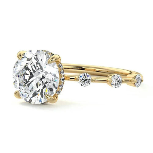 Isla - Round Side Stone Lab Grown Diamond Engagement Ring Raphana Jewellery