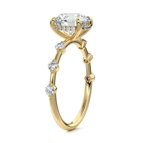 Isla - Round Side Stone Lab Grown Diamond Engagement Ring Raphana Jewellery
