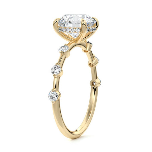 Isla - Round Side Stone Lab Grown Diamond Engagement Ring