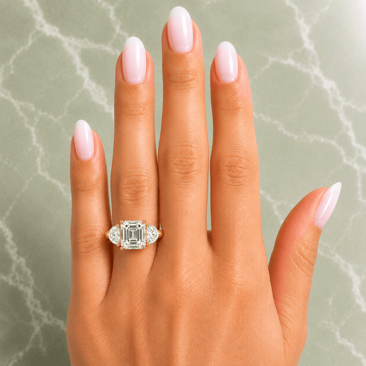 Laurie - Asscher Three Stone Lab Grown Diamond Engagement Ring