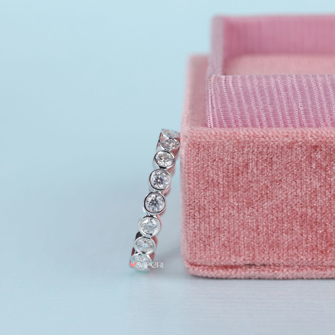 Eternity wedding band features full-circle brilliance for a complete, radiant look.
