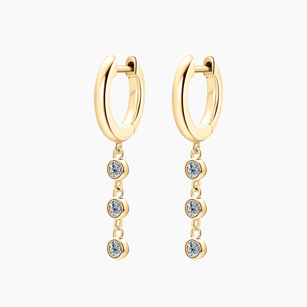 Celestia Tassel Moissanite Earrings by Nura Lab in 14K yellow gold plating over S925 sterling silver