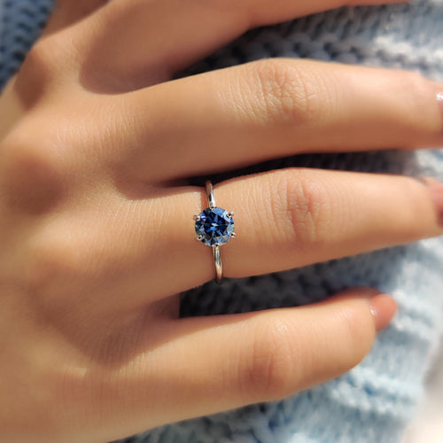 Juliette Sage - Royal Blue Ring In Simple Solitaire Style