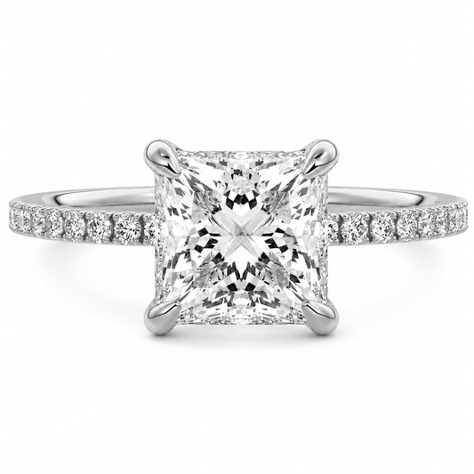 Teresa - Princess Cut Pavé Lab Grown Diamond Engagement Ring