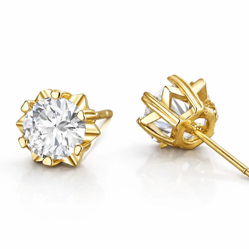 Tulip - Moissanite Stud Earrings 14K Yellow Gold Nura Lab