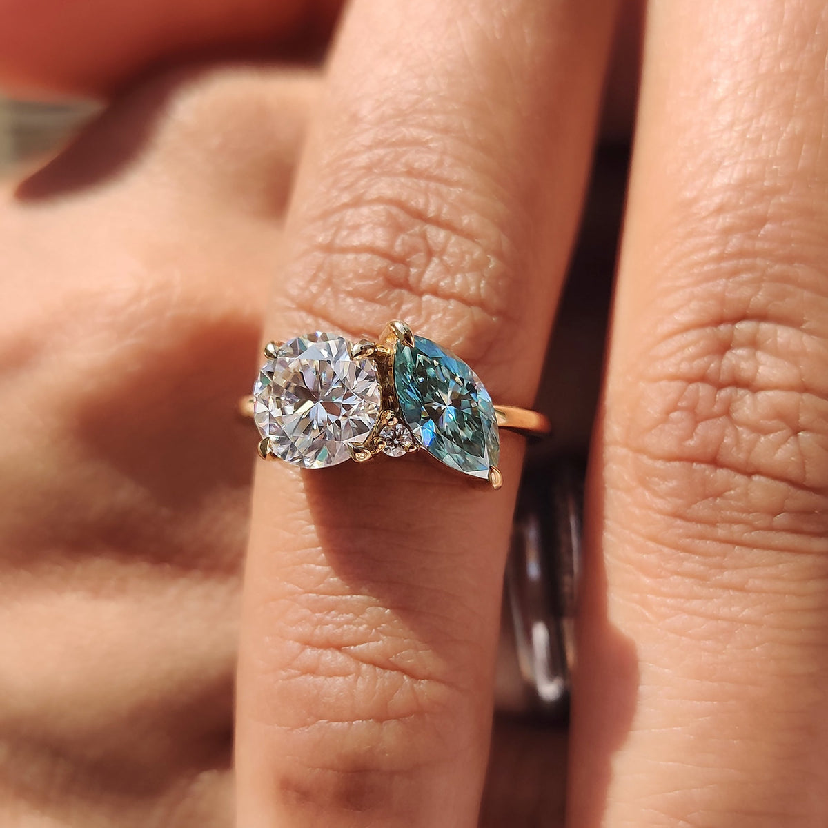 Florence Fleur - Three Stone Moissanite Ring In Marquise And Round Cut