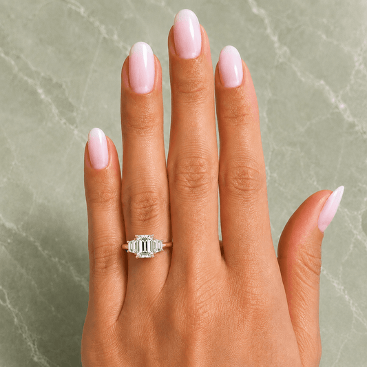 Love - Emerald Cut Three Stone Lab Grown Diamond Engagement Ring
