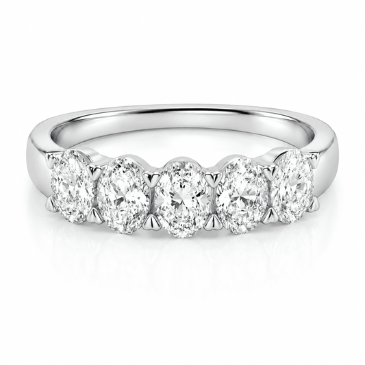 1.20 Carat Oval 5-Stone Anniversary Band Ring