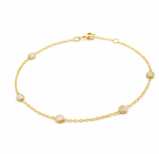 14K gold moissanite bracelet on wrist - lab grown jewellery NZ