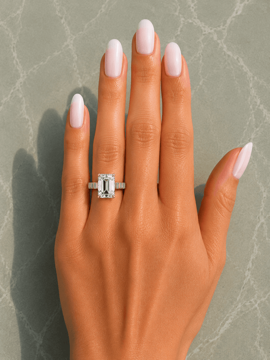 Faith -  Unique Emerald Cut Engagement Ring