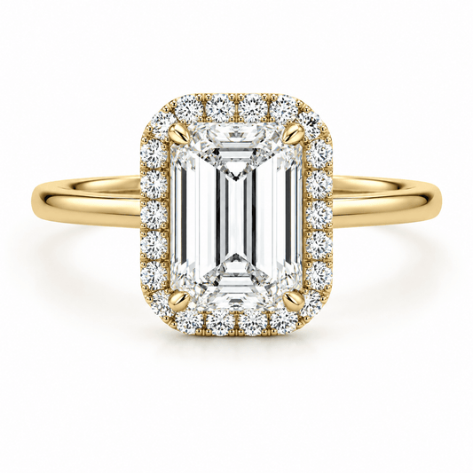 Tara - Halo Emerald Cut Lab Grown Diamond Engagement Ring