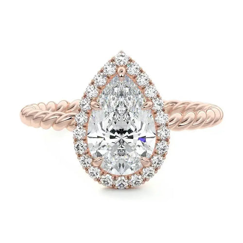 Giane - Pear Halo Lab Grown Diamond Engagement Ring Nura Lab