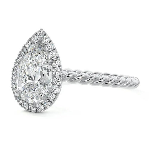 Giane - Pear Halo Lab Grown Diamond Engagement Ring Nura Lab