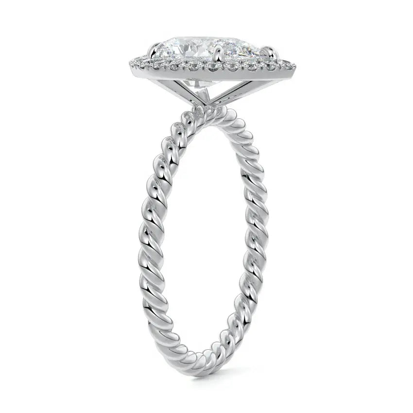 Giane - Pear Halo Twisted Rope Engagement Ring
