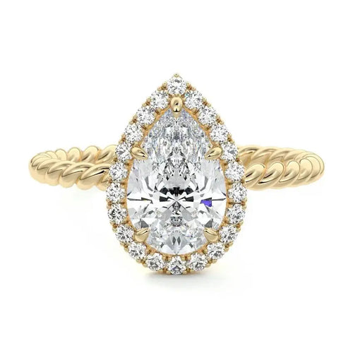 Giane - Pear Halo Lab Grown Diamond Engagement Ring Nura Lab