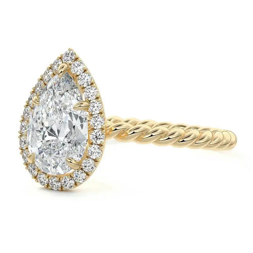 Giane - Pear Halo Lab Grown Diamond Engagement Ring Nura Lab