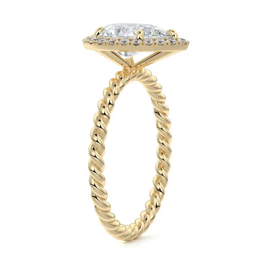Giane - Pear Halo Twisted Rope Engagement Ring