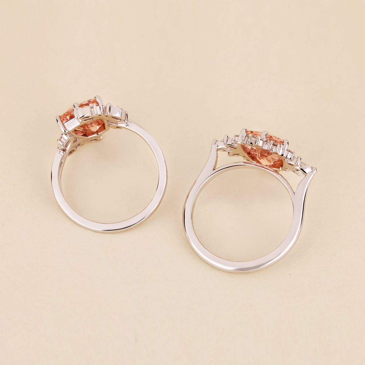 Amara Anne - Shield Cut Pink Gemstone Bypass Engagement Ring