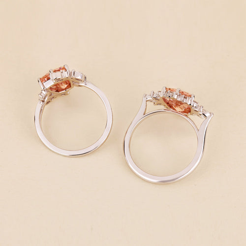 Amara Anne - Shield Cut Pink Gemstone Bypass Engagement Ring