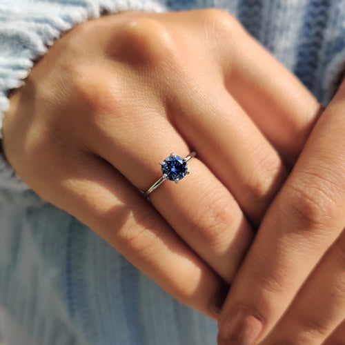 Juliette Sage - Royal Blue Ring In Simple Solitaire Style
