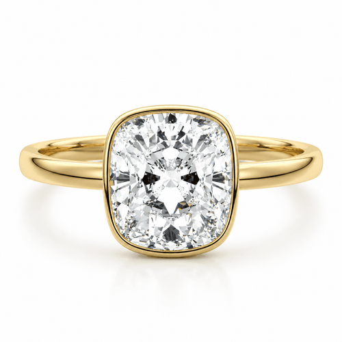 Amberly - Cushion Bezel Lab Grown Diamond Engagement Ring - image 1