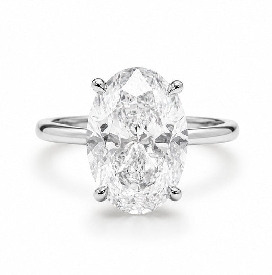 5 Carat Oval Solitaire Engagement Ring - Lab Grown Diamond in Platinum