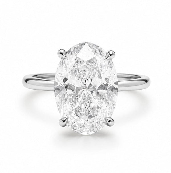 5 Carat Oval Solitaire Engagement Ring - Lab Grown Diamond in Platinum