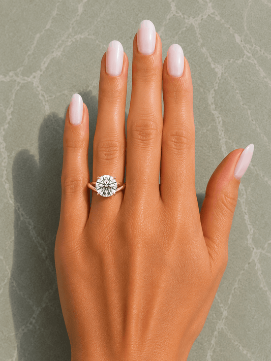 Esme - Unique Round Cut Curved Band Engagement Ring