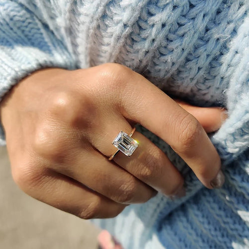 Rosamund Elise - Knife Edge Emerald Cut Solitaire Ring