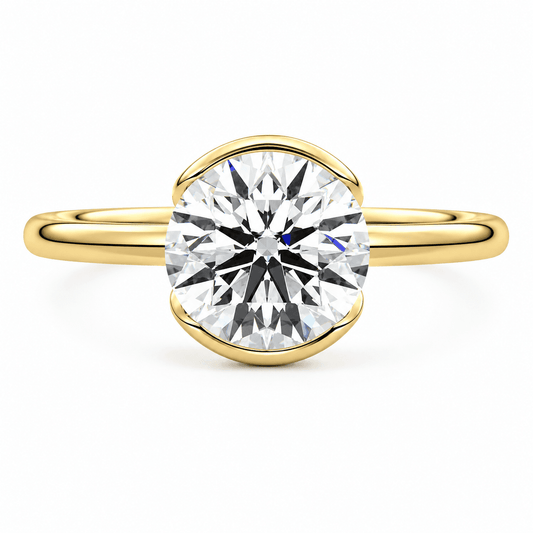 Mary Jay - Half Bezel Round Lab Grown Diamond Engagement Ring