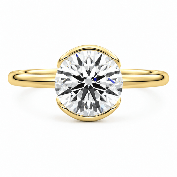 Mary Jay - Half Bezel Round Lab Grown Diamond Engagement Ring