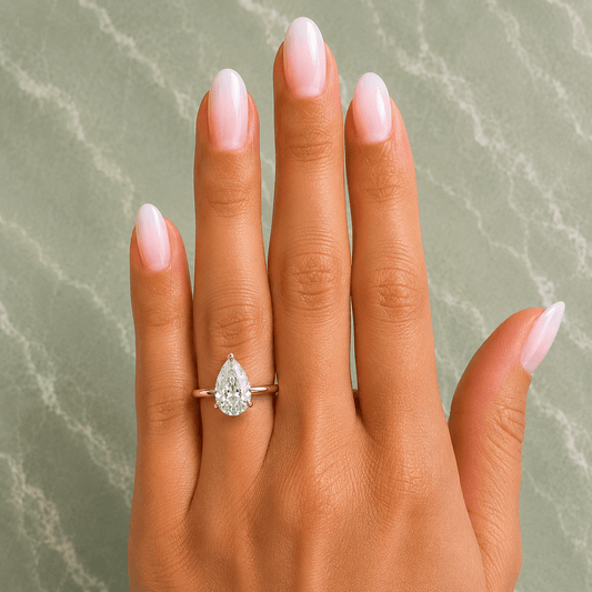 Elsa - Pear Cut Hidden Halo Lab Grown Diamond Engagement Ring