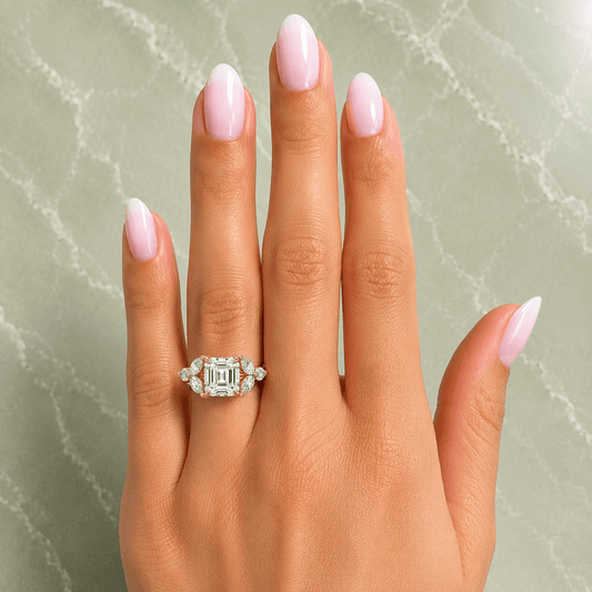 Veronica - Vintage Asscher Lab Grown Diamond Engagement Ring