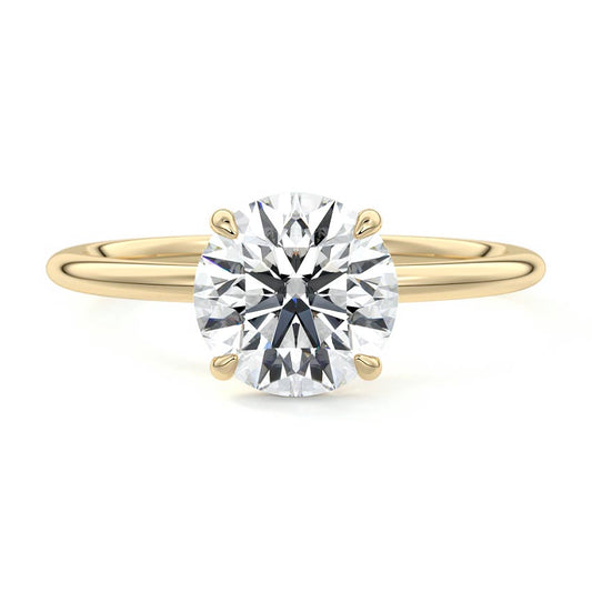 Four metal options for 0.50ct round cut moissanite engagement ring – yellow, white, rose gold and platinum