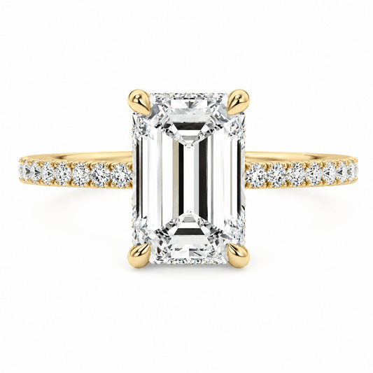Eleanor - Emerald Cut Pavé Lab Grown Diamond Engagement Ring