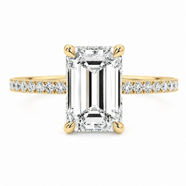 Eleanor - Emerald Cut Pavé Lab Grown Diamond Engagement Ring